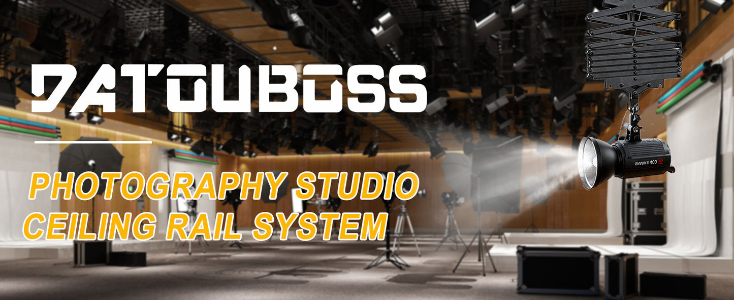 DATOUBOSS 158" x197" Studio Ceiling Rail System Pantograph Photography 4.0Mx5.0M Studio Rail Lighting System Pantograph Studio Arm 43-200CM Studio Ceiling Rail System Photography (4.0x5.0M-A1)