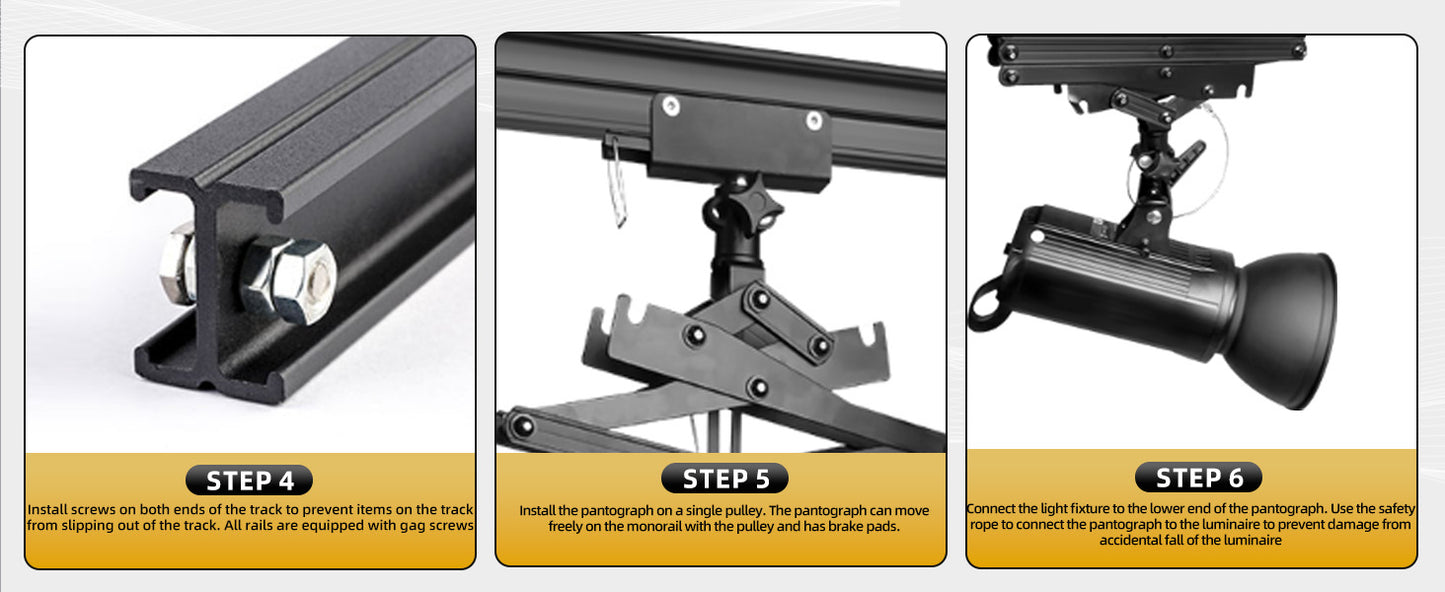 DATOUBOSS 158" x197" Studio Ceiling Rail System Pantograph Photography 4.0Mx5.0M Studio Rail Lighting System Pantograph Studio Arm 43-200CM Studio Ceiling Rail System Photography (4.0x5.0M-A1)