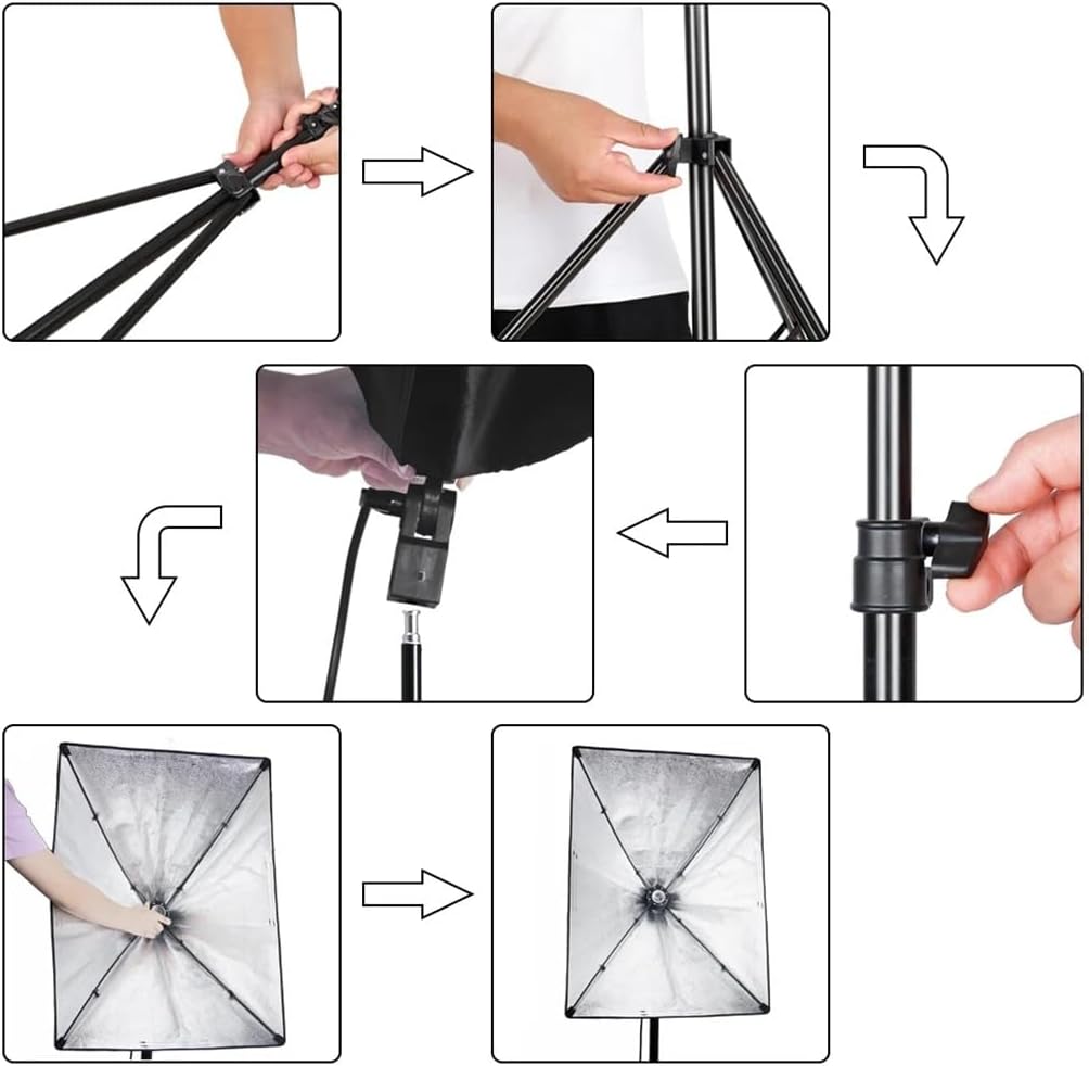 Photography Photo Studio Softbox Lighting Kit with 2x3M Backdrop Frame 4 Pcs 2M Tripod Stand