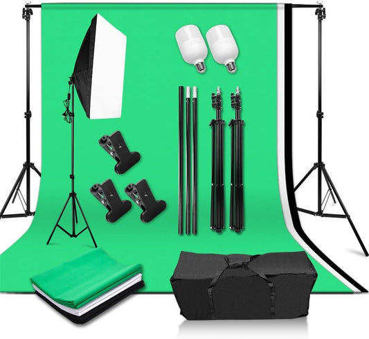 Photography Photo Video Portrait Studio Softbox Continuous Light Kit 2 * 2m Background Support Stand Kit Backdrop